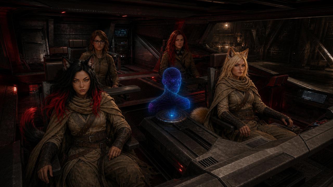 Bridge — in-a-science-fiction-cinematic-style-four-women